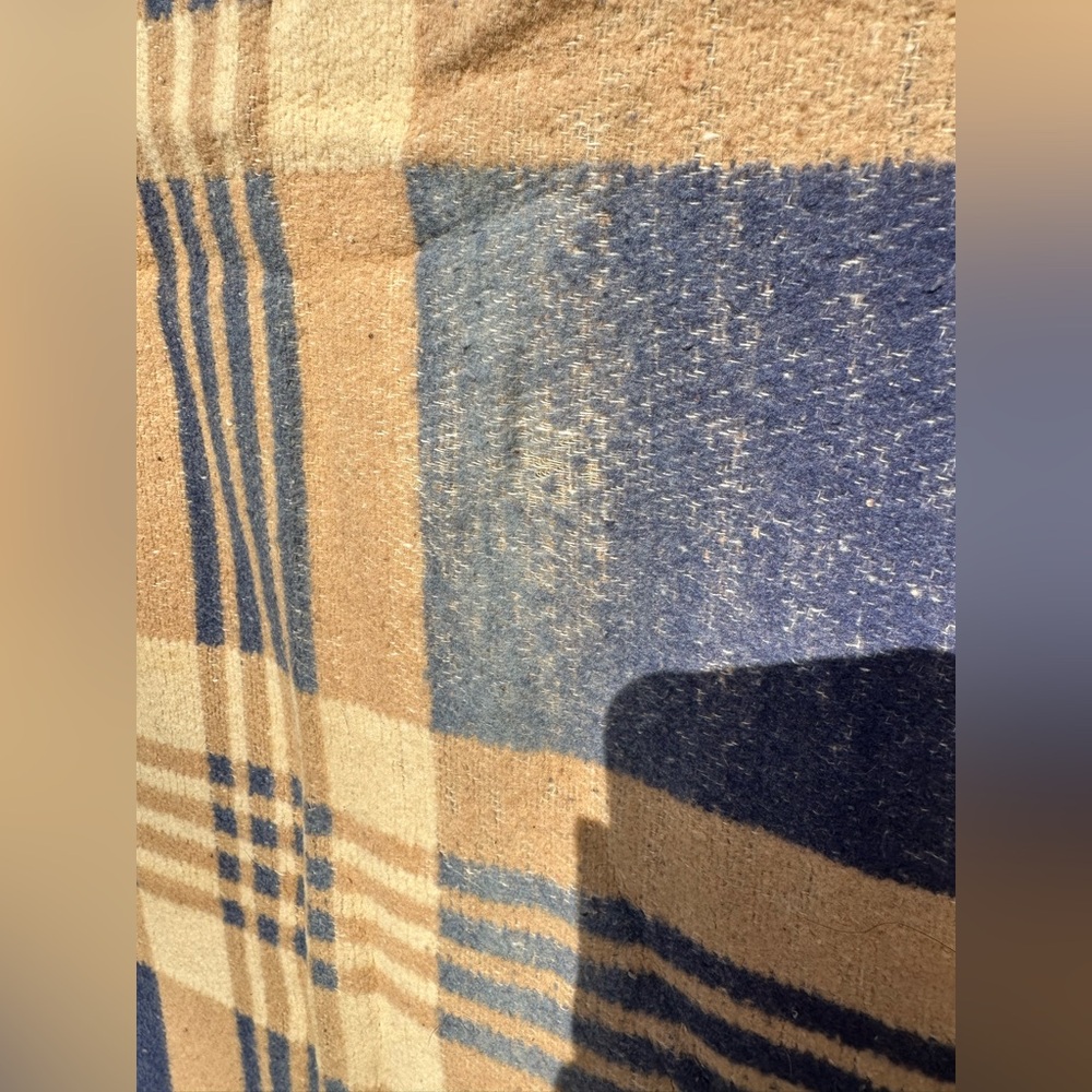 Vintage Antique Blue Wool Camp Blanket - Picture 5 of 9